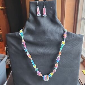 Colorful Glass Beaded Necklace and Earring Set